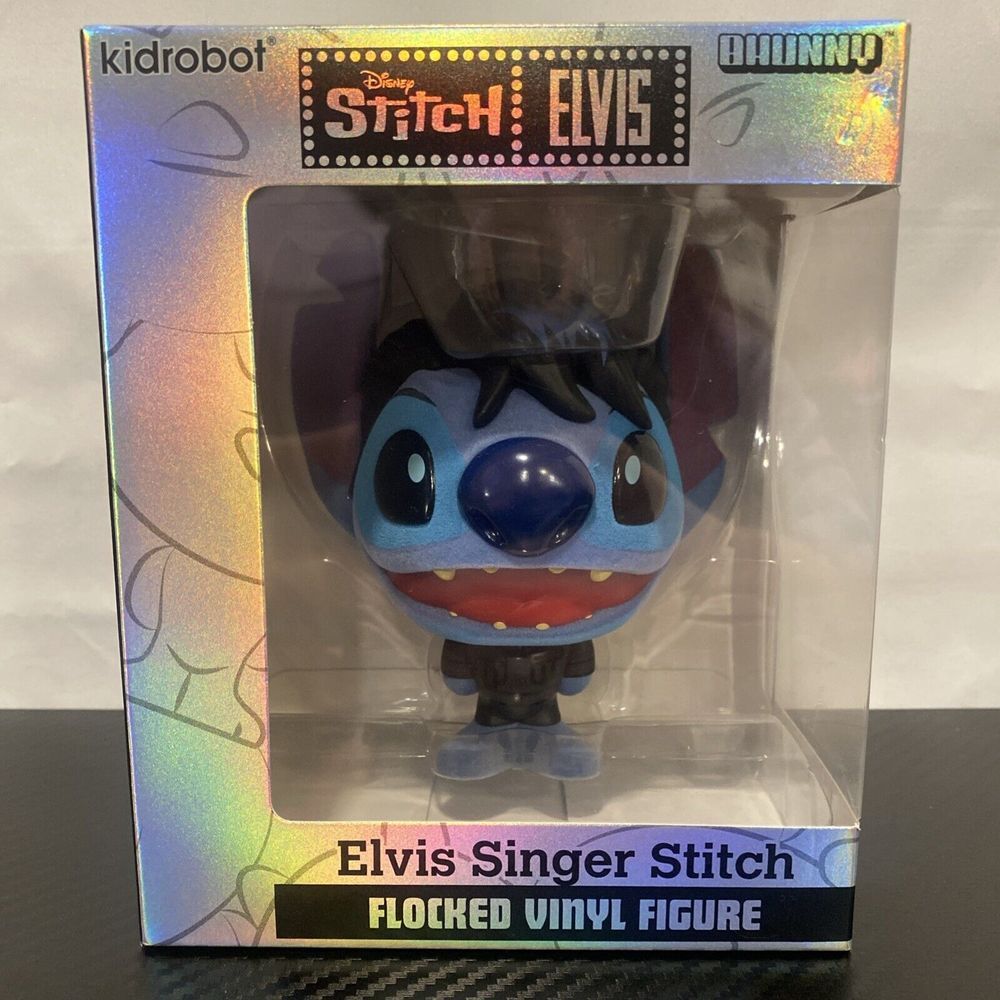 2024 Kidrobot Bhunny STITCH-ELVIS Singer 4" Flocked Vinyl Figure Brand New‎